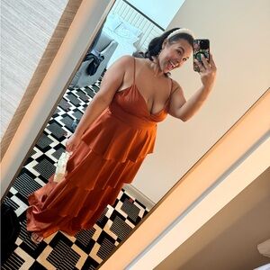 Lulu's Rust Orange Tiered Maxi Dress